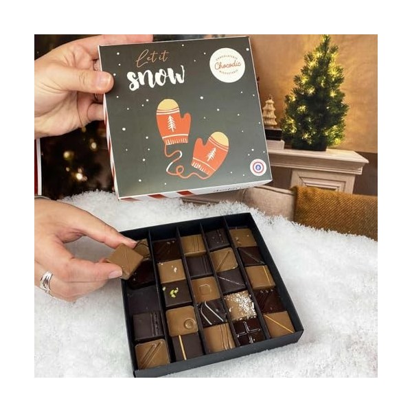 Coffret de chocolat | moulage de noël | Chocolat Noel artisanal Chocodic 25 chocolats 