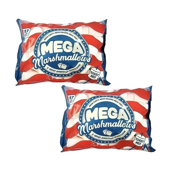 Mega Marshmallow Lot de deux – Extra savoureux, extra moelleux, extra large sans gras Smores à rôtir Mega Marshmallow – Style