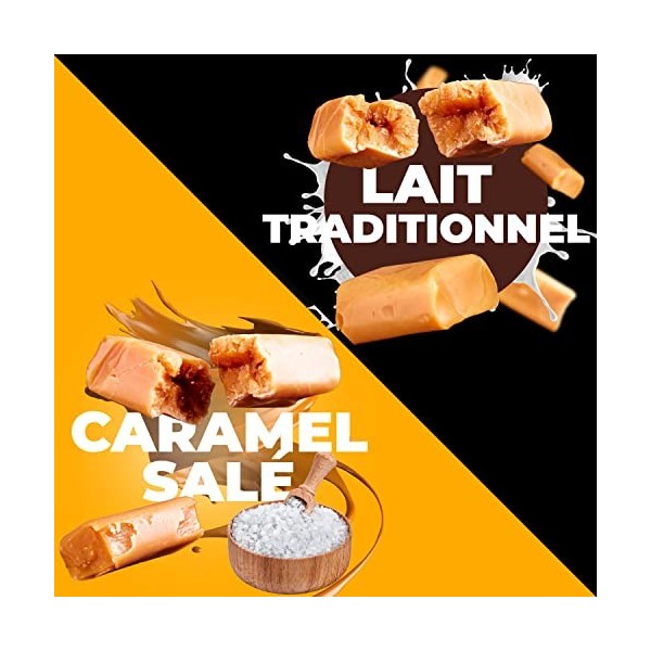 Caramels Fondants - Caramel Salé & Traditionnel - Fabrication Artisanale - Bonbons Faits à la Main et Frais Fudge - Épicerie 