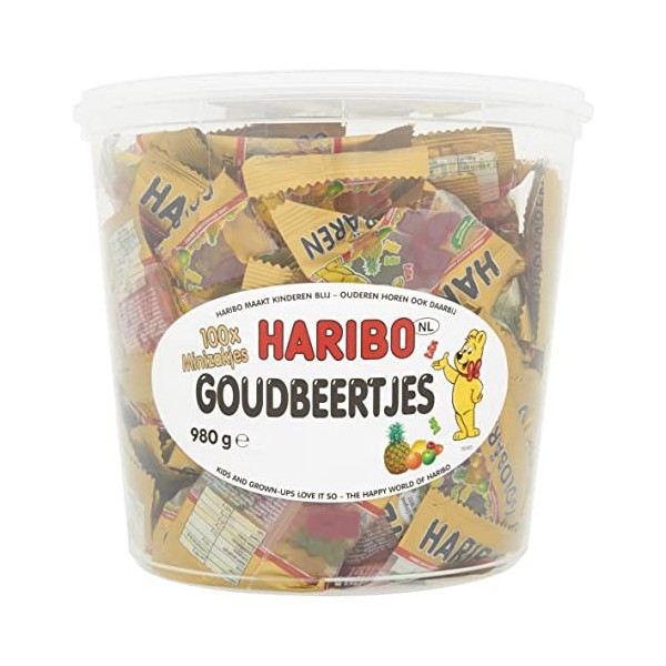 HARIBO Boite de 100 Sachet de 10g de Bonbons gélifiés aux fruits lOurs dOr
