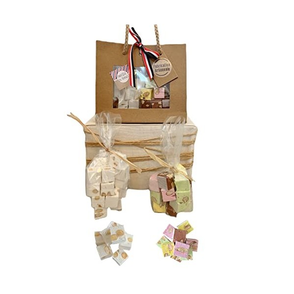 Panier de Nougat tendre - Coffret Gourmand sucré Cadeau original à offrir - Idée plaisir Fabrication Française - Parfum natur