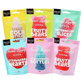Sweet Lounge Lot de 6 bonbons végétaliens sans gluten, sans plastique 65 g