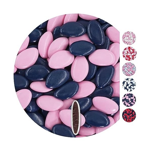 EinsSein 1kg Dragées chocolat mariage Mix blanc-bleu clair-bleu marine dragees baptême fille garcon communion aux amandes fet