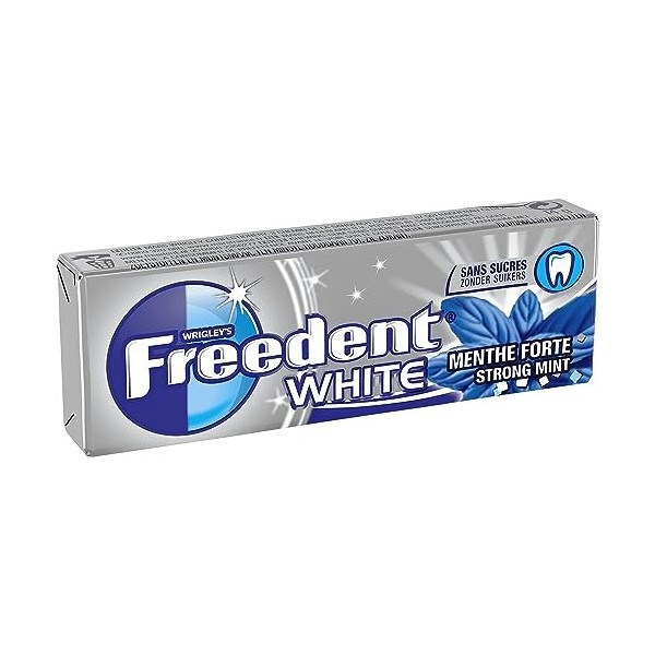 FREEDENT WHITE - Chewing-gum Menthe Forte sans sucres - Grand format contenant 30 paquets de 10 dragées - 420g