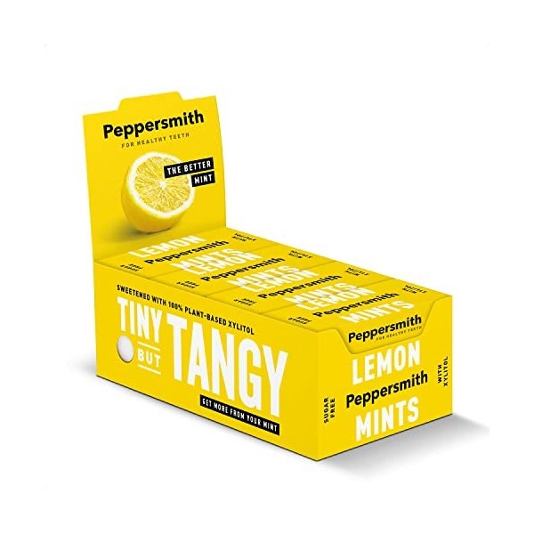 Peppersmith 100% Xylitol Mints, Sicilian Lemon and Fine English Peppermint, 25 Mints15 g Pack of 12, Total 300 Mints 