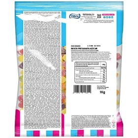 Vidal Gouttes Sucre, Gommes en caoutchouc, saveurs et couleurs assorties et recouvertes de sucre. Mélange de fruits Sac de 1 