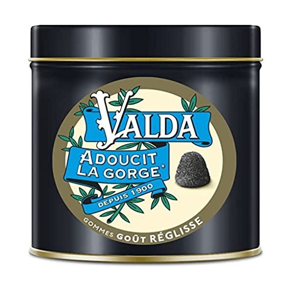 Valda Gommes Avec Sucres et Edulcorants - Goût Réglisse - Adoucit la gorge* - 160 g