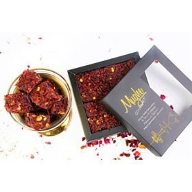Mughe Gourmet - Loukoum turc à la Zereshk, pistache et grenade, 360g-20pc, Boîte cadeau gastronomique délice turc - Enrobage 