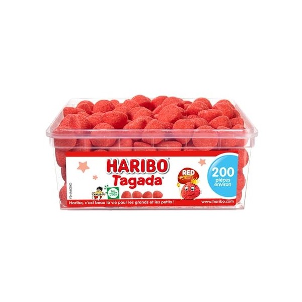 HARIBO - Tagada - Bonbons Arômatisés à la Fraise - Boîte de 200 Bonbons - 820 gr Lot de 1 