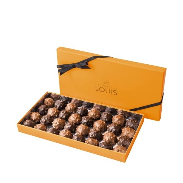 CHOCOLATS LOUIS - Coffret chocolat 21 Rochers - Chocolat Noir et Lait - Chocolat a offrir - Coffret cadeau - Fabrication Fran