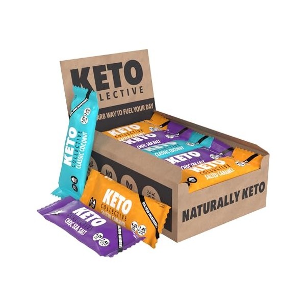 Keto Collective Keto Bars I Cétogène Snack Bar | 100% Naturelle I 2.8g Net Carbs I Faible teneur en Sucre et Glucides I Sans