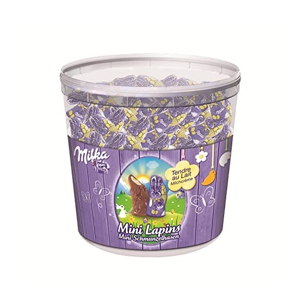 Milka - Mini Lapins Tendre Lait - Bonbons en Chocolat au Lait de Pâques - Au Lait du Pays Alpin - Cacao 100% Durable - 1 Tubo