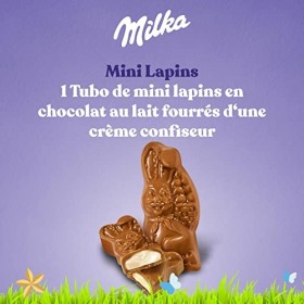 Milka - Mini Lapins Tendre Lait - Bonbons en Chocolat au Lait de Pâques - Au Lait du Pays Alpin - Cacao 100% Durable - 1 Tubo