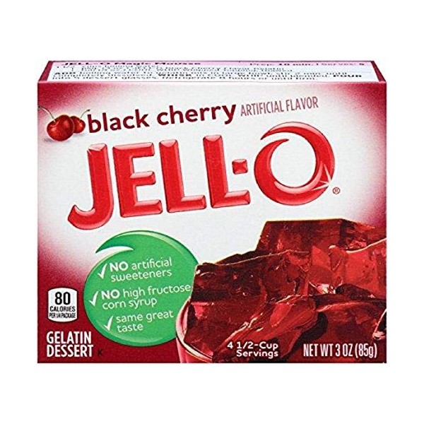 Jell-O Gélatine Cerise Griotte Black Cherry - Lot de 4 Paquets de 85 g