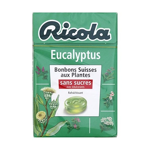 Ricola - Bonbons Suisses Aux Plantes Eucalyptus, Sans Sucres Avec Édulcorants - 50G - Lot De 4 - Prix Du Lot - Livraison Rapi