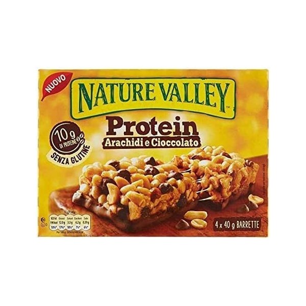 Vallée Naturelle | Barre protéinée molle aux cacahuètes et au chocolat | Snack Recouvert Saveur Chocolat - 1 x 160 Gr Tot 4 