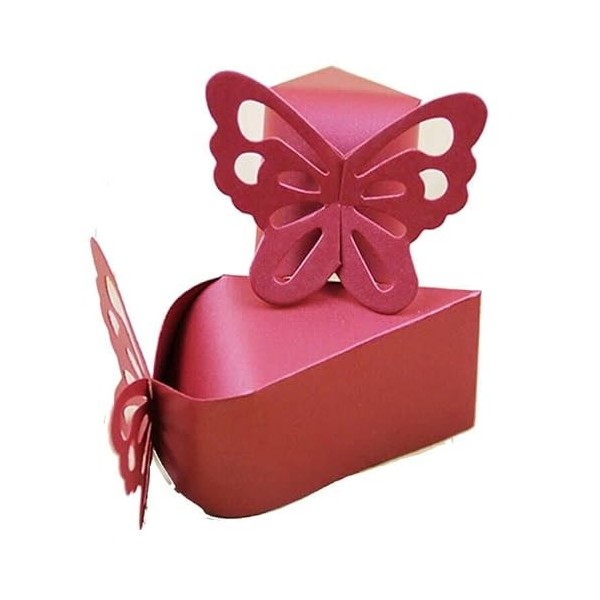 Lot de 50 boîtes à dragées en forme de papillon - En carton nacré - Pour mariage, anniversaire, bonbons - Champagne