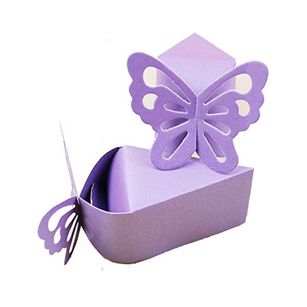 Lot de 50 boîtes à dragées en forme de papillon - En carton nacré - Pour mariage, anniversaire, bonbons - Champagne