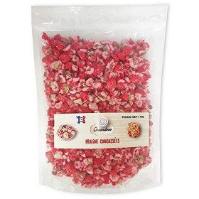 ??Greendoso - Pralines Roses Amandes Concassées 18% 1 KG, Colorant Naturel Fabrication Artisanale Française