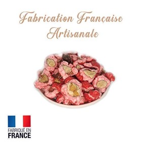 ??Greendoso - Pralines Roses Amandes Concassées 18% 1 KG, Colorant Naturel Fabrication Artisanale Française