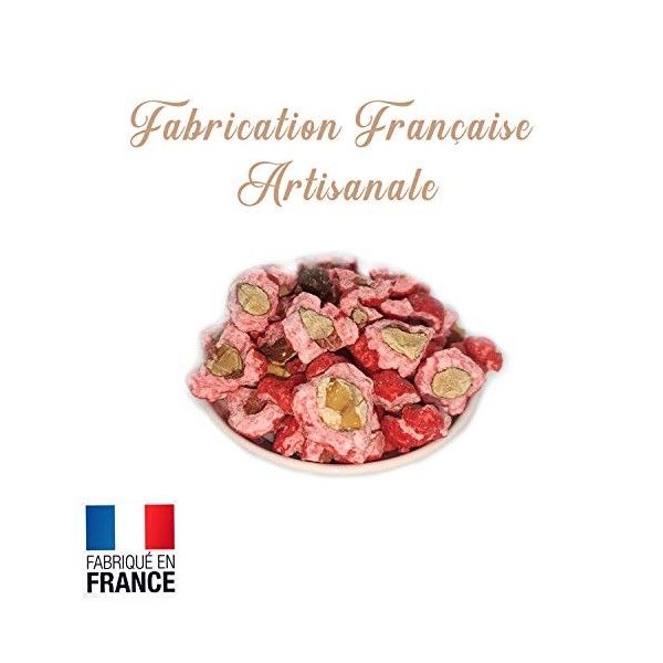 ??Greendoso - Pralines Roses Amandes Concassées 18% 1 KG, Colorant Naturel Fabrication Artisanale Française
