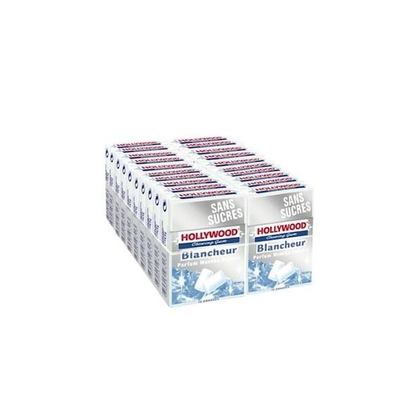 Chewing gum blancheur menthe polaire sans sucres HOLLYWOOD - 20 étuis
