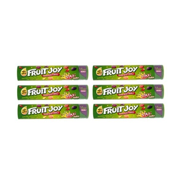 Nestlé Fruit Joy Lot de 6 bonbons doux avec goût de fruit maxi tube de bonbons en caoutchouc de 125 g