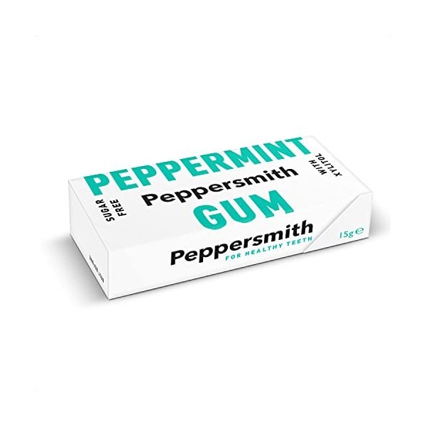 Peppersmith Xylitol Lot de 12 chewing-gum à la menthe poivrée anglaise 15 g