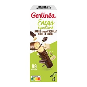 Gerlinéa Barres Encas saveur Chocolat Noir et Blanc - Encas équilibré et Riche en Protéines - Lot de 12 boîtes 12x2 barres 