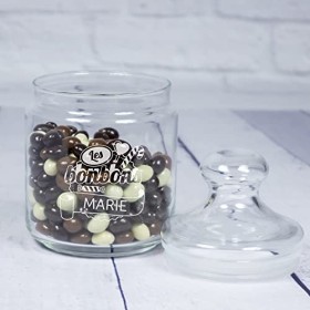 Bocal en verre personnalisé pour conserver les bonbons, gravé avec un prénom