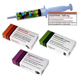 Cadeau anniversaire original. Remèdes pour passer le cap. Boite à pharmacie avec 10 imitations de médicaments. Contient des b