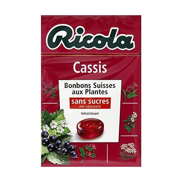 Ricola - Cassis, Bonbons Suisses Aux Plantes, Sans Sucres Et Avec Édulcorants - 50G - Lot De 4 - Prix Du Lot - Livraison Rapi