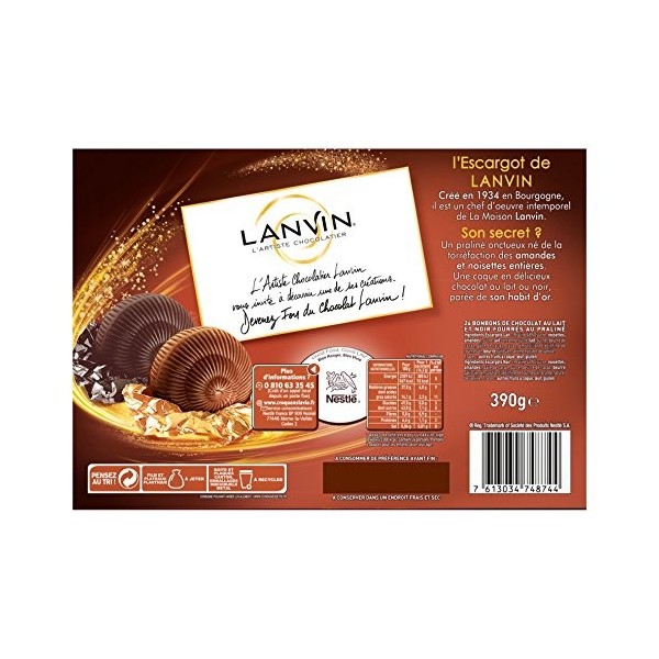 LANVIN Escargots Coffret Chocolats Noir et au Lait 390 g