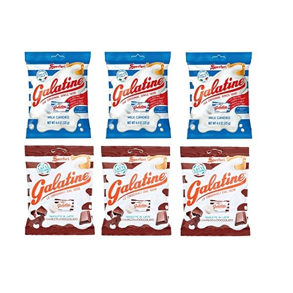 Paquet de test Sperlari Galatine « bonbons au lait farcis au miel et au yaourt écrémé » 3 x 125 g et bonbons au chocolat 3 x 