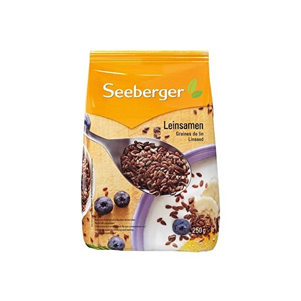 Seeberger Graines de lin entières naturelles - idéales pour la pâtisserie ou saupoudrées sur des salades et des porridges - v