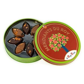 LE ROY RENÉ Epicerie Fine - Boite ronde métal de 12 Mendiants du Roy - Chocolat noir et lait, aux fruits secs 140g.