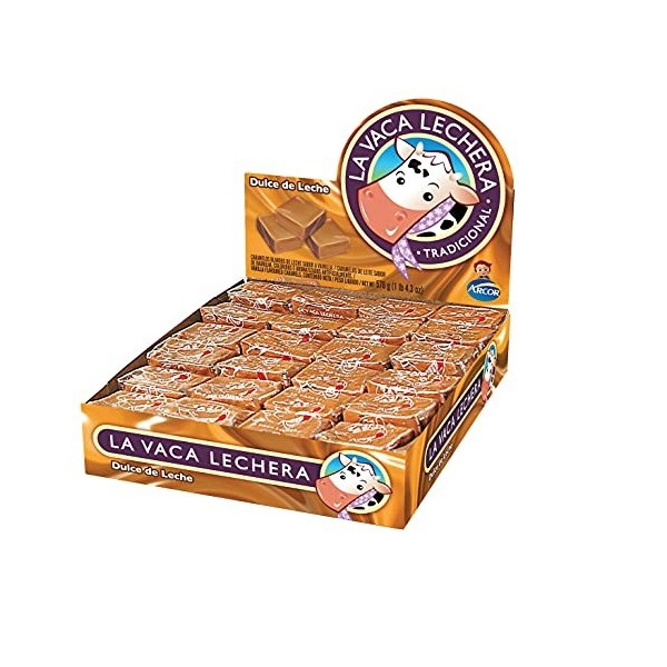 Bonbons au Caramel dArgentine, Pack 576g avec 48 unités - Dulce de Leche La Vaca Lechera ARCOR, 576g