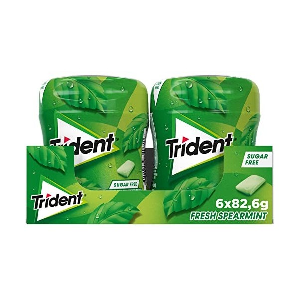 Trident Fresh Spearmint Chewing-gum sans sucre 82,6 gr. [Pack of 6]
