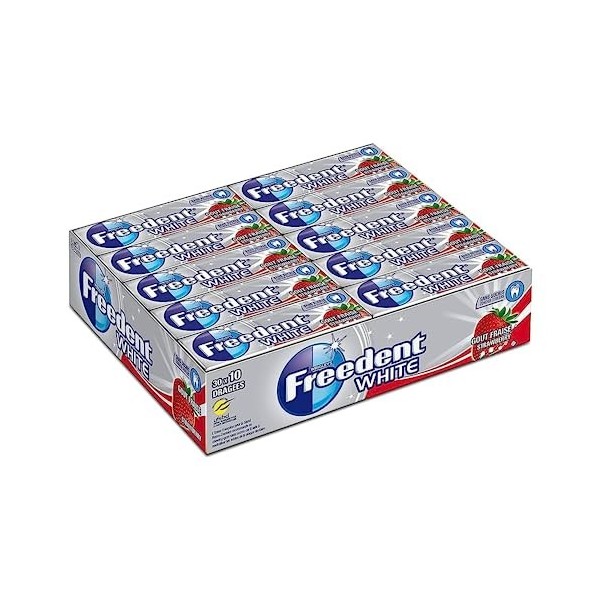 Chewing gum white fraise FREEDENT - 30 x 10 dragées