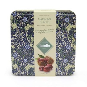 Lavolio Boite Cadeau Métallique Marrons Glacés x 9 230g - Châtaignes Caramélisées Faites Main, Friandise Végan, Boîte Métal