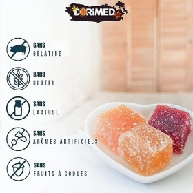 Pâtes de fruits, Fruits en cubes 920 g, Saveurs citron, abricot, fraise, cassis, poire,Mandarine ,sans Gluten,sans conservat