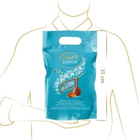 Lindt - Sachet Grand format LINDOR - Chocolat au Lait-Caramel Pointe de Sel - Cœur fondant, 1kg