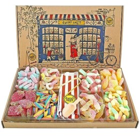 Boîte à bonbons aigre de 1,2 kg – Boîte à bonbons rétro British Pick n Mix Fizzy Sweets – Panier cadeau de bonbons anglais po