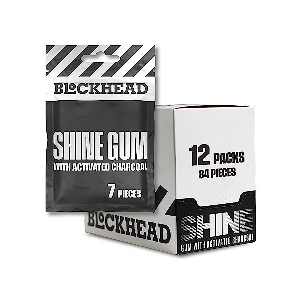 BLOCKHEAD Chewing-gum Blancheur à la Menthe | Charbon activé, Bicarbonate de sodium, Xylitol & Calcium - Sans sucre 84 pièce