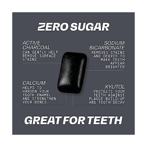 BLOCKHEAD Chewing-gum Blancheur à la Menthe | Charbon activé, Bicarbonate de sodium, Xylitol & Calcium - Sans sucre 84 pièce