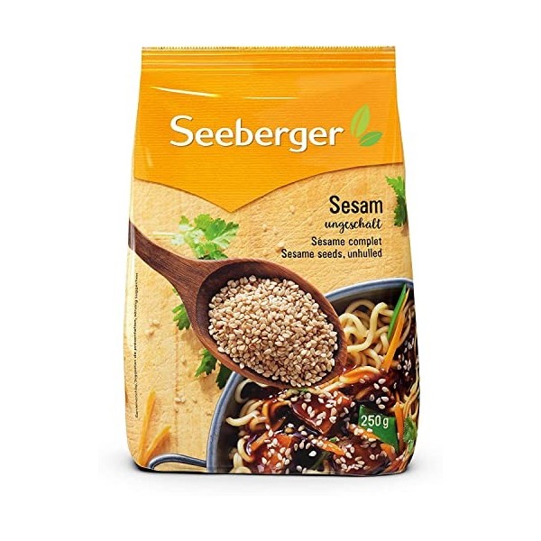 Seeberger Sésame complet : graines de sésame très riches en nutriments - pour préparer des plats - sans additifs, vegan 1 x 