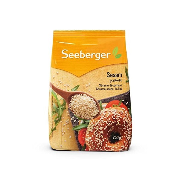 Seeberger Sésame décortiqué : Graines entières de sésame - comme ingrédient, pour la cuisine et la décoration de plats - sans