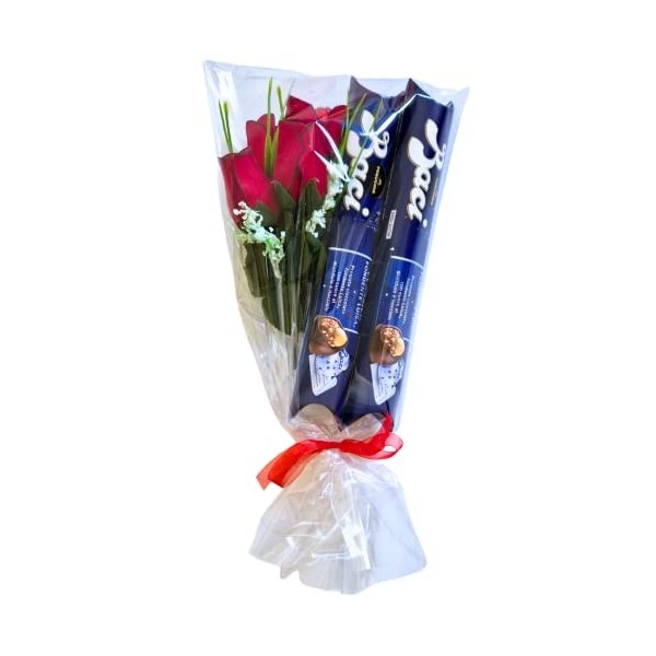 Baci Perugina Fête des Mères - Bouquet de roses artificielles + 2 tubes Baci Perugina 87,5 g chacun - Cadeau maman