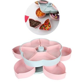 Boîte de rangement de bonbons Boîte de collation rotative en forme de pétale Bocal élégant Plateau de fruits secs en forme de