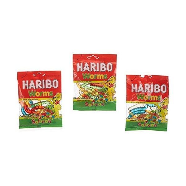 24x Haribo Worms Halal Sweets 100g Box of 24 Children Kids Jelly Jellies Sweet Chewy Sweet